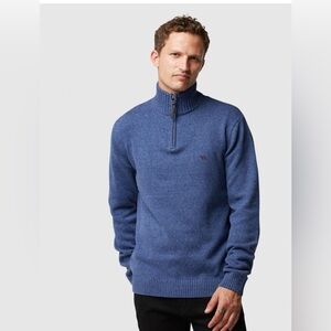 Rodd & Gunn Merrick Bay Quarter Zip Cotton Sweater Men’s Denim Blue Size 3XL